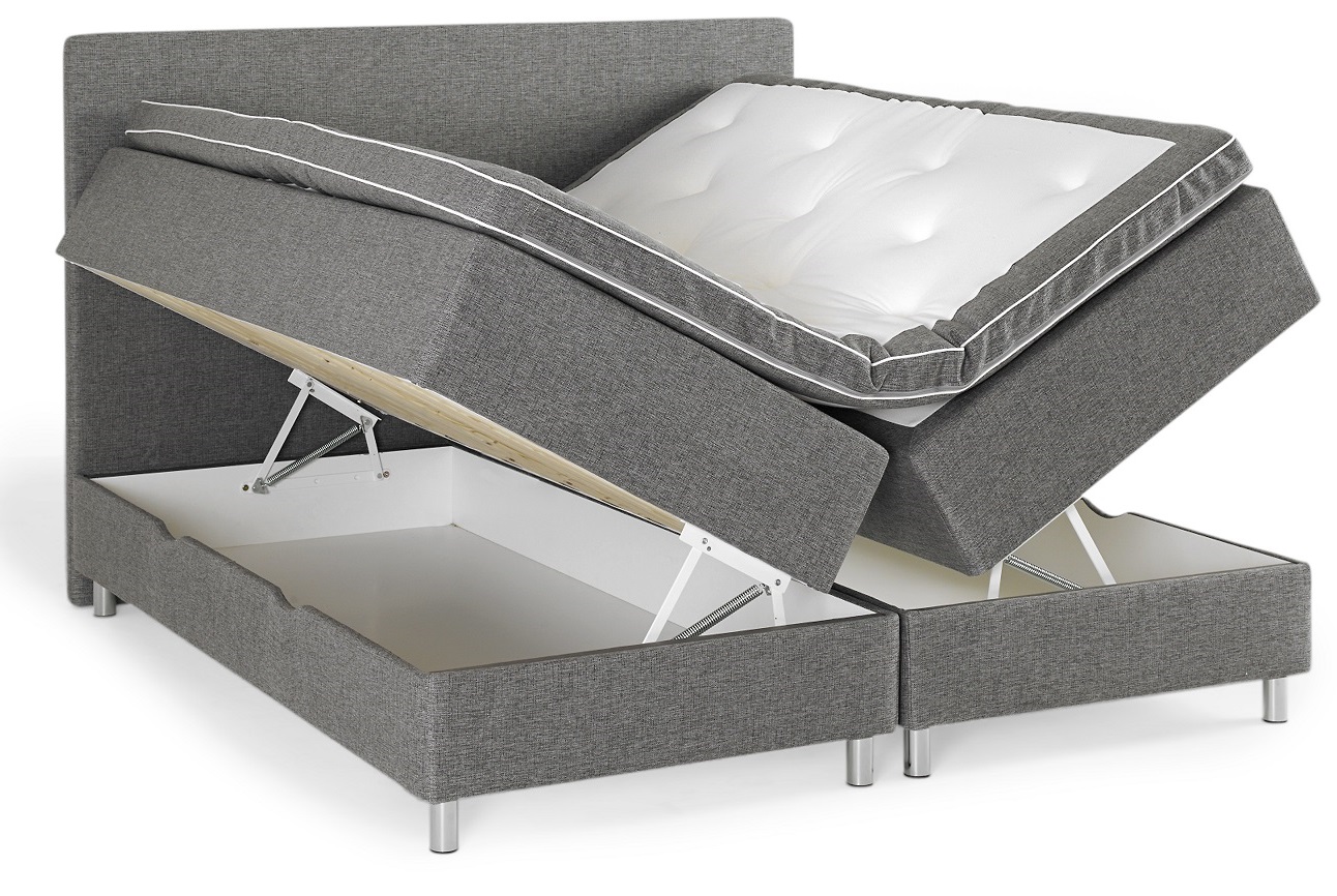 Gestoffeerd Bed 160x200 met opbergruimte microvezel oker Sleeper