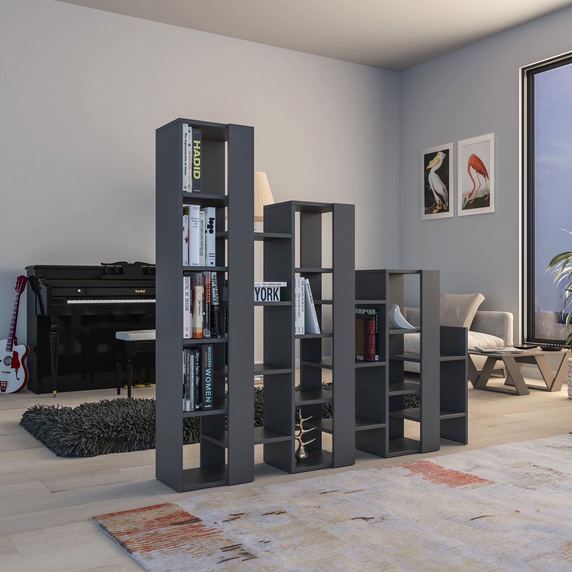 Spectrum Paperback boekenkast - 120 x 60 cm. - antraciet - design van teun