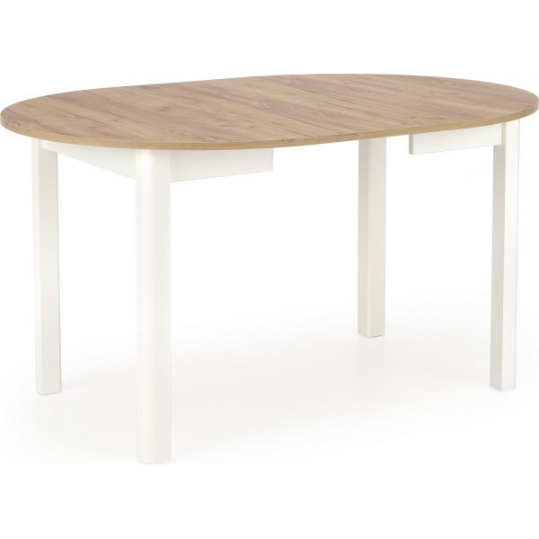 Ronde uitschuifbare eettafel eiken/wit 102-142 cm - Berivan