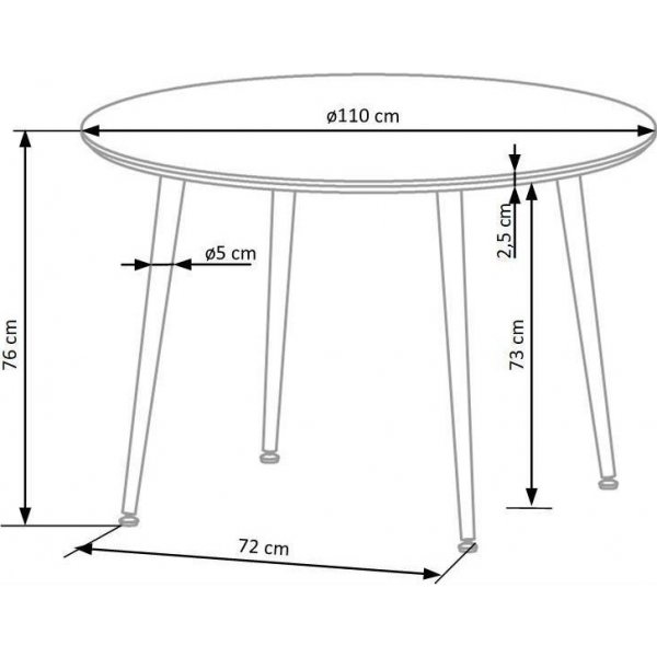 Pino eettafel �110 cm - Walnoot / Messing