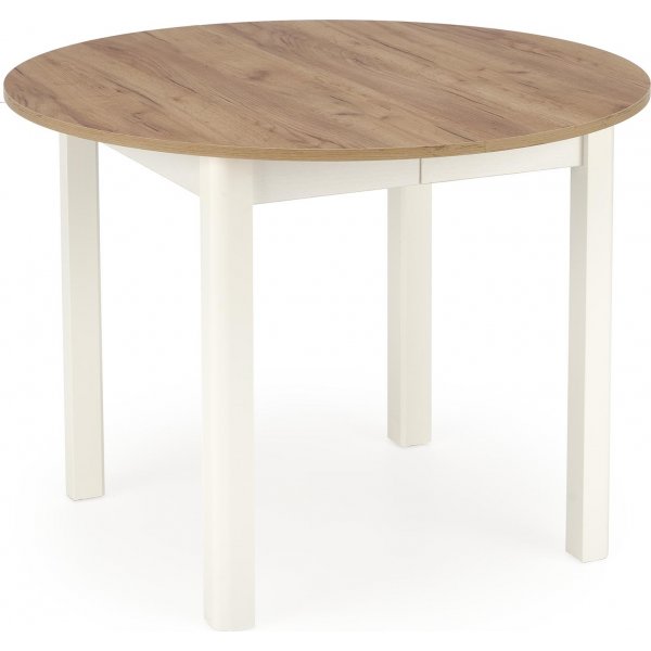 Ronde uitschuifbare eettafel eiken/wit 102-142 cm - Berivan