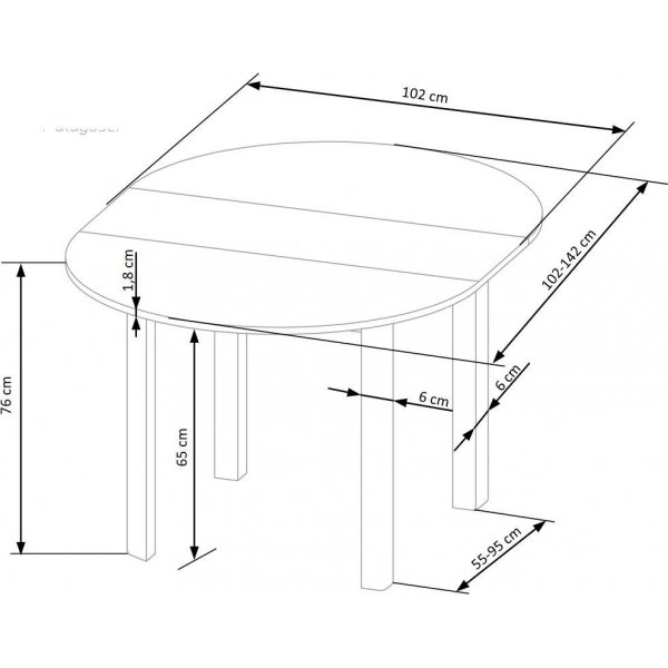 Ronde uitschuifbare eettafel eiken/wit 102-142 cm - Berivan