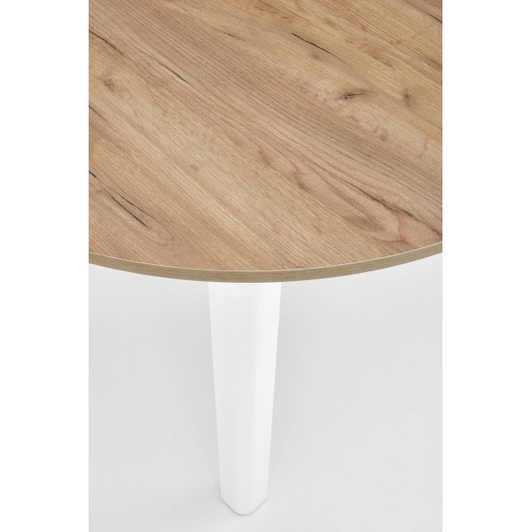 Ronde uitschuifbare eettafel eiken/wit 102-142 cm - Berivan