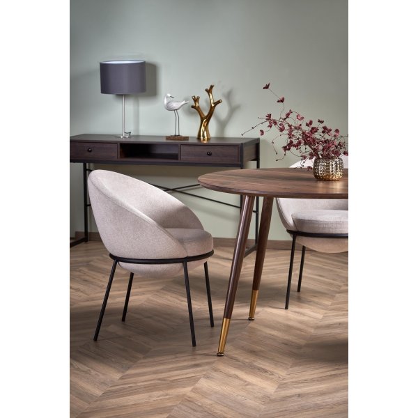 Pino eettafel �110 cm - Walnoot / Messing