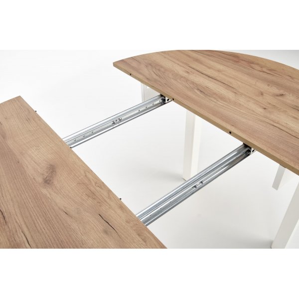 Ronde uitschuifbare eettafel eiken/wit 102-142 cm - Berivan
